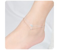 Cutie Bow with CZ Stones Silver Anklet ANK-194